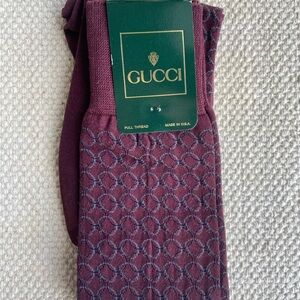 Gucci Men's Dark Red Patterned Socks